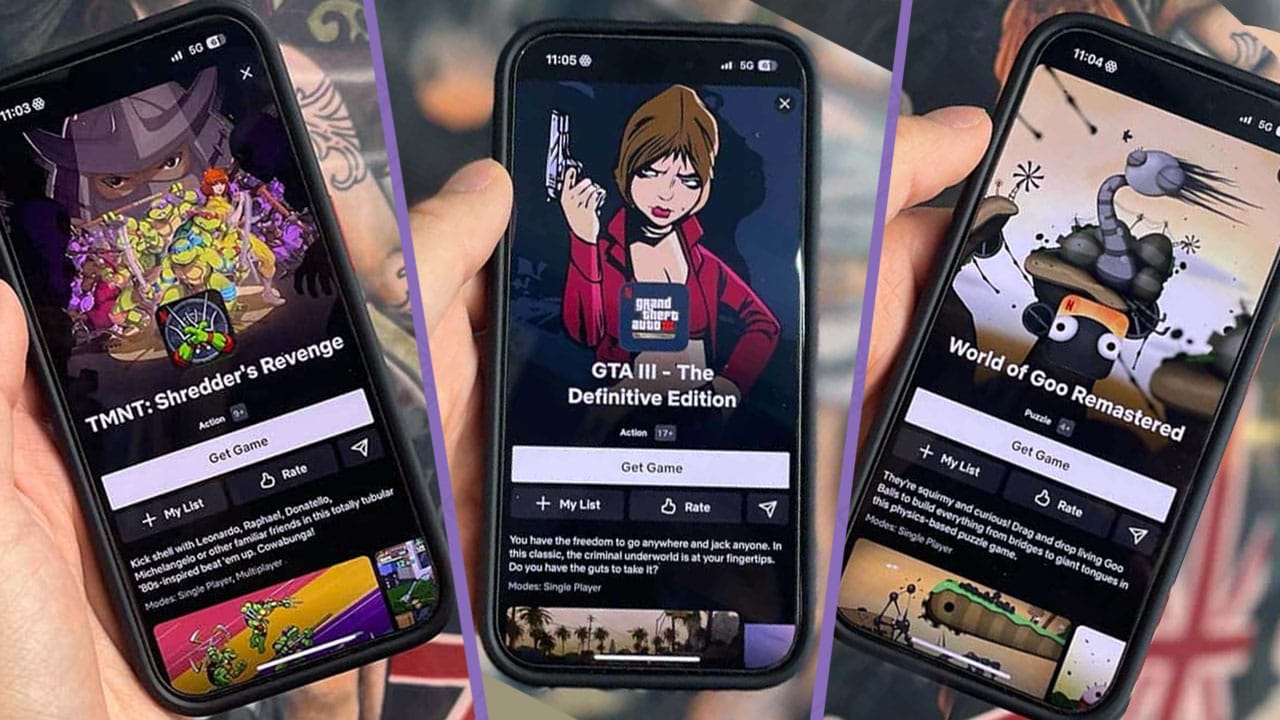 Three images of game screens on seb's phone